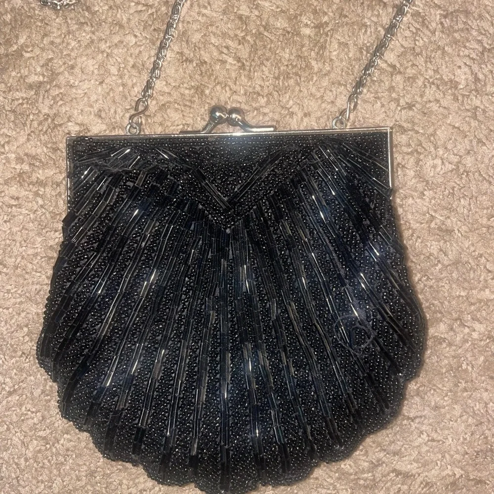 Vintage Black Beaded Evening Clutch Bag - Picture 1 of 7